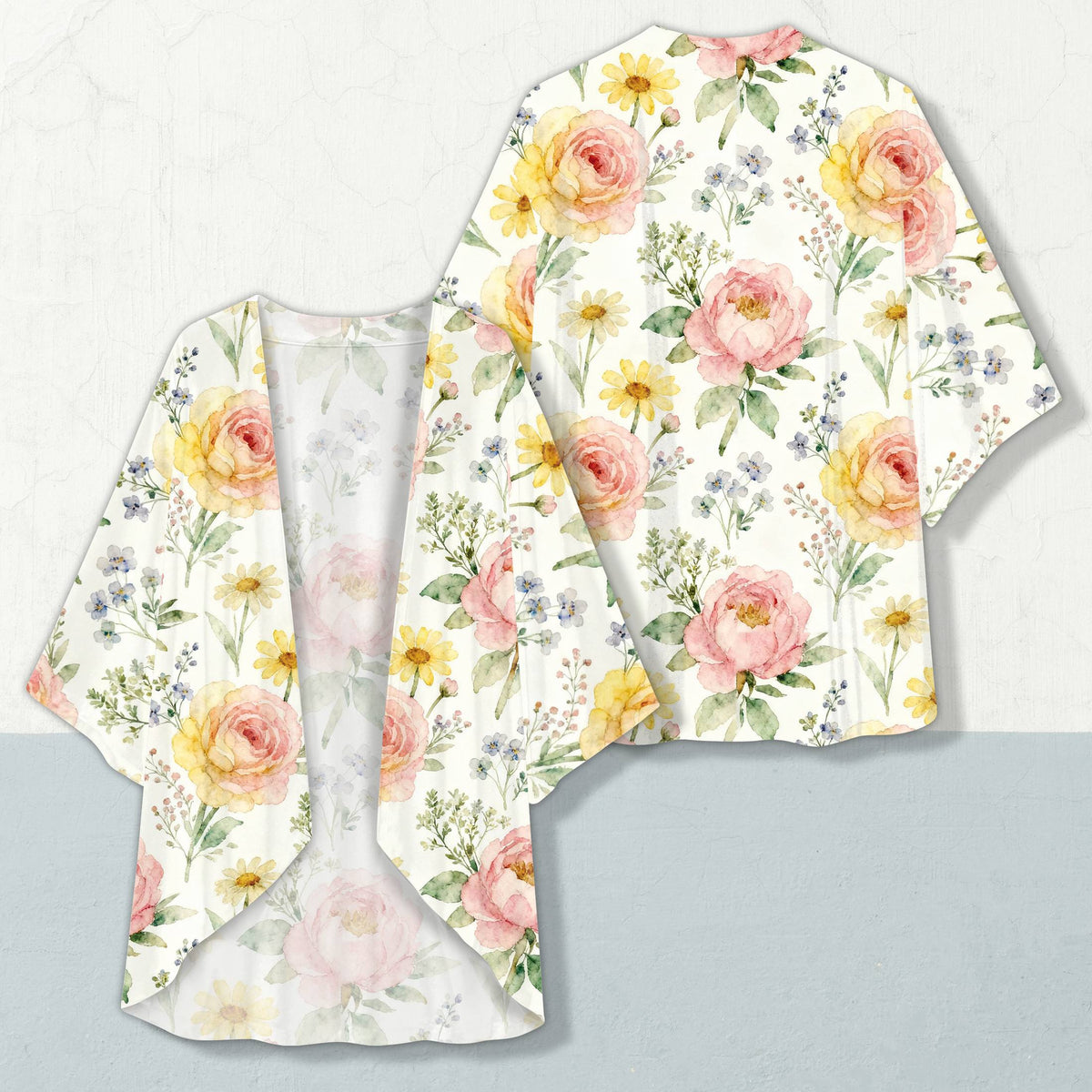 Ladies floral cardigan styled for family matching occasions