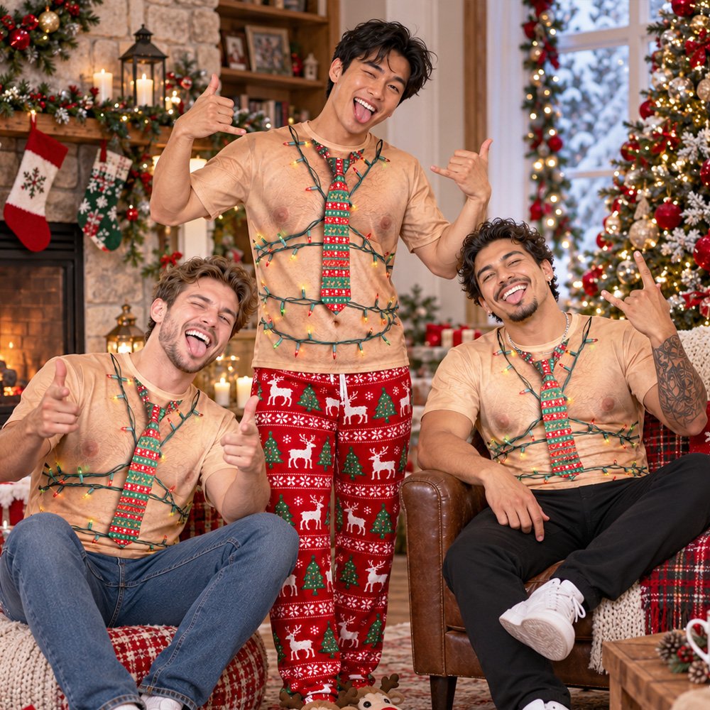 Man posing in the dad bod funny christmas t-shirt
