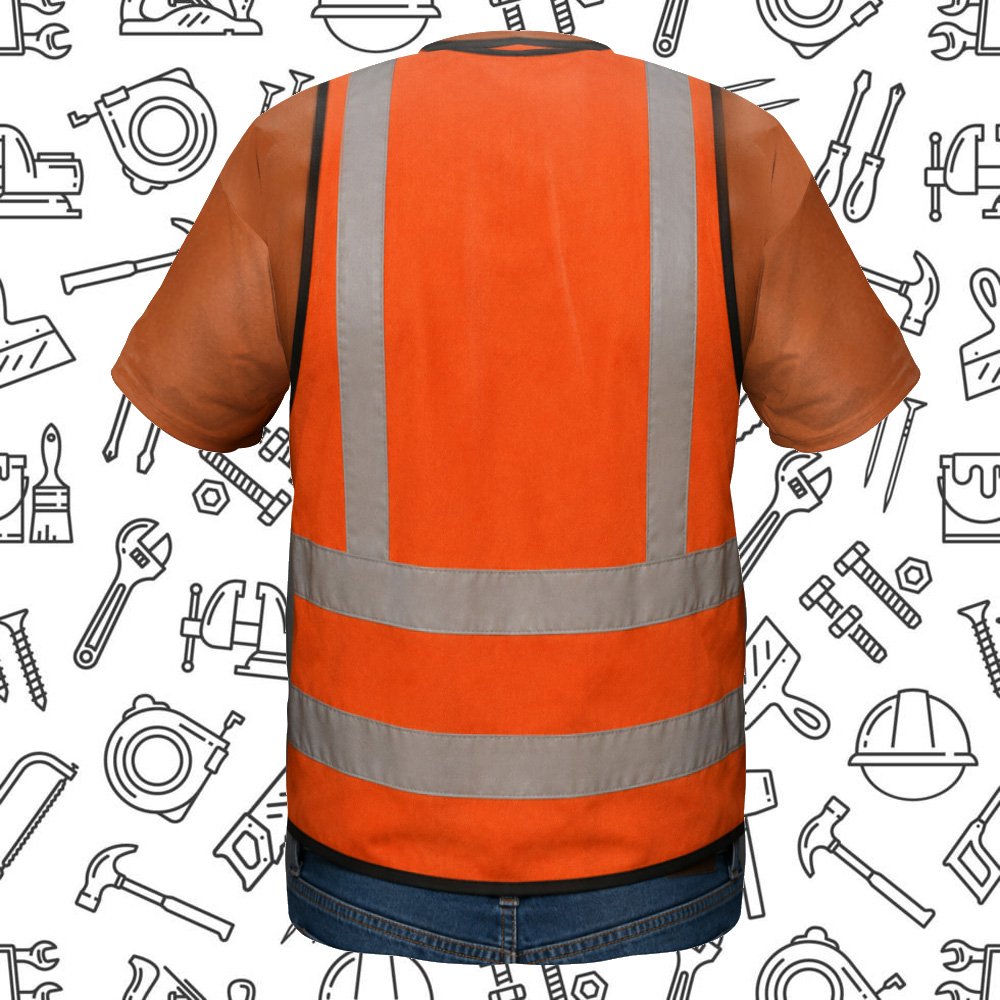 Full front flat lay view of the 3D printed high-vis vest Halloween t-shirt.