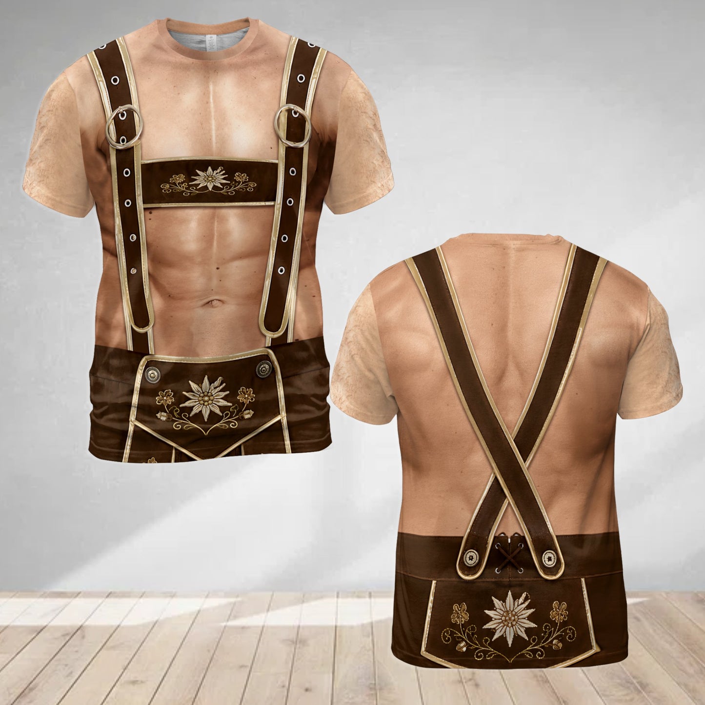 Muscular six-pack abs variation of the realistic Oktoberfest photo t-shirt