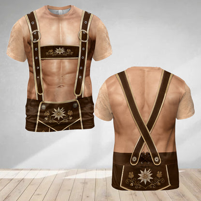 Muscular six-pack abs variation of the realistic Oktoberfest photo t-shirt