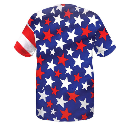 Back view of the patriotic t-shirt showing the continuous design