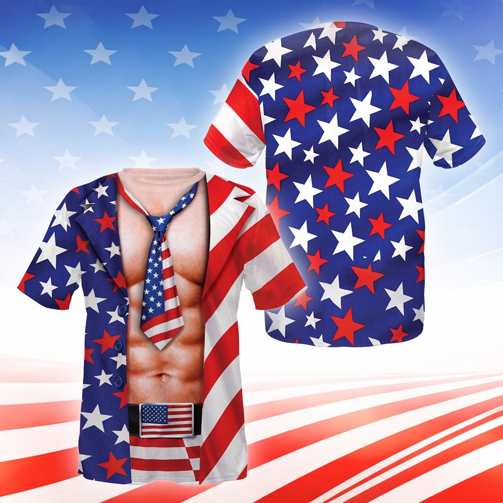 Front angle of the novelty t-shirt simulating a bare torso