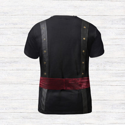 Back view of the printed pirate costume t-shirt