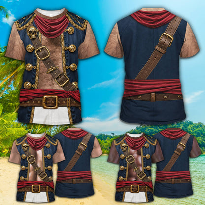 Front view of the 3D printed pirate costume t-shirt