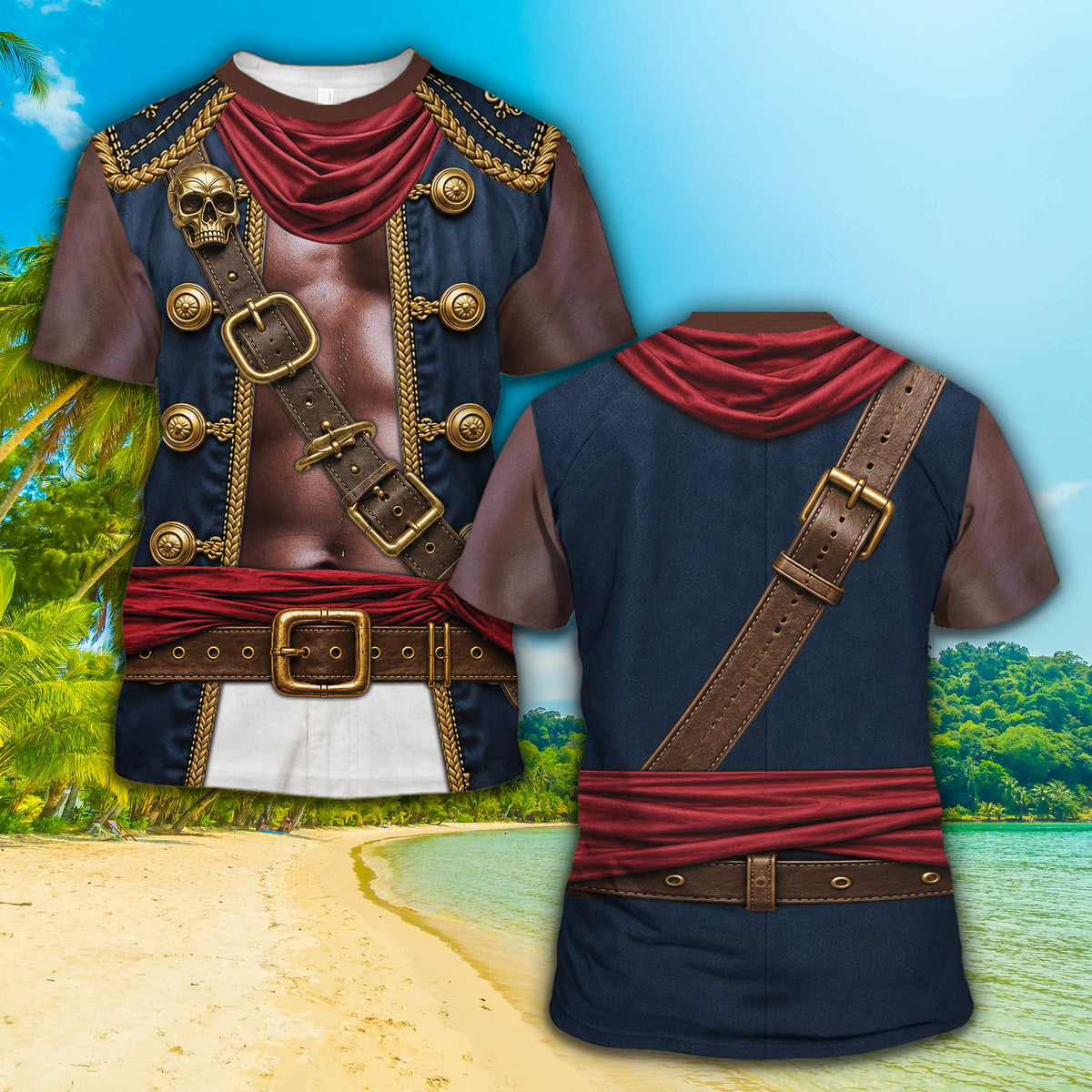 Another front view of the halloween pirate t-shirt