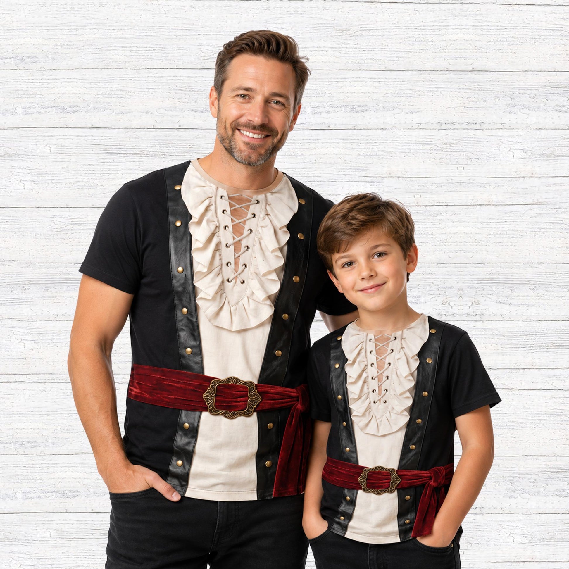 Lifestyle view of someone wearing the matching pirate t-shirt
