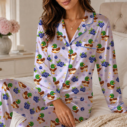 Lifestyle view of people wearing the matching family pajamas