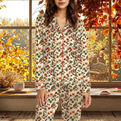 Family matching autumn pajama set, front view