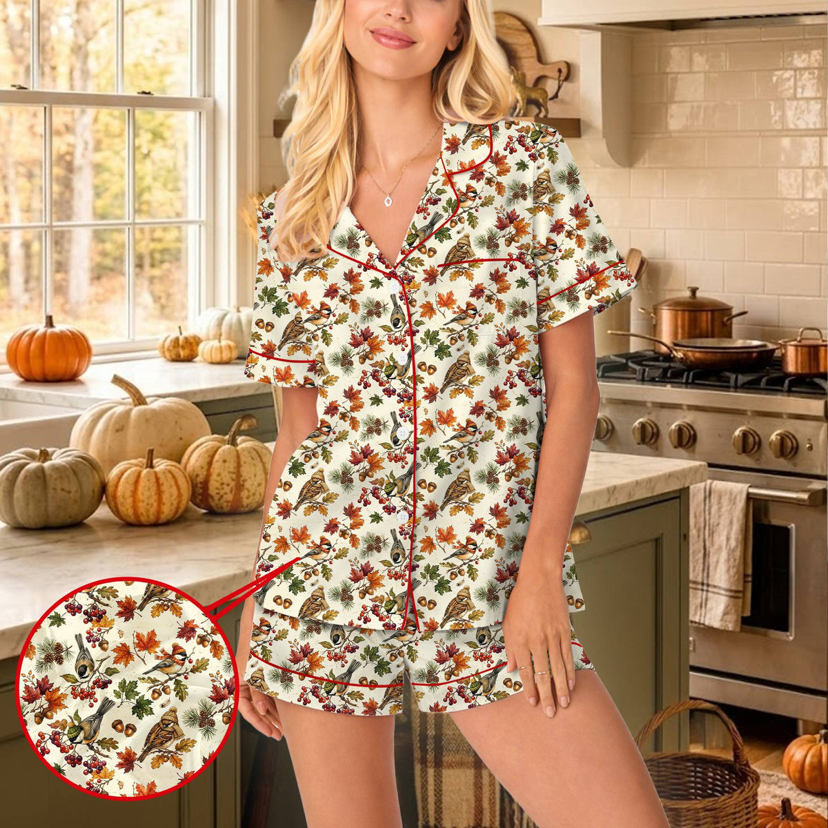 Autumn pajama set for family matching outfits, front view