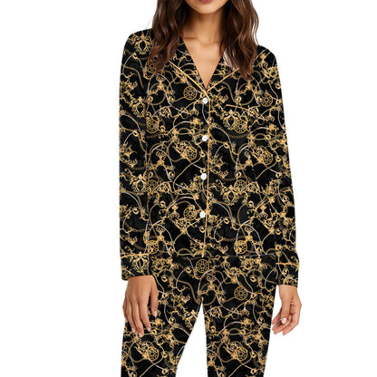 Third front view of the baroque chain pajama set
