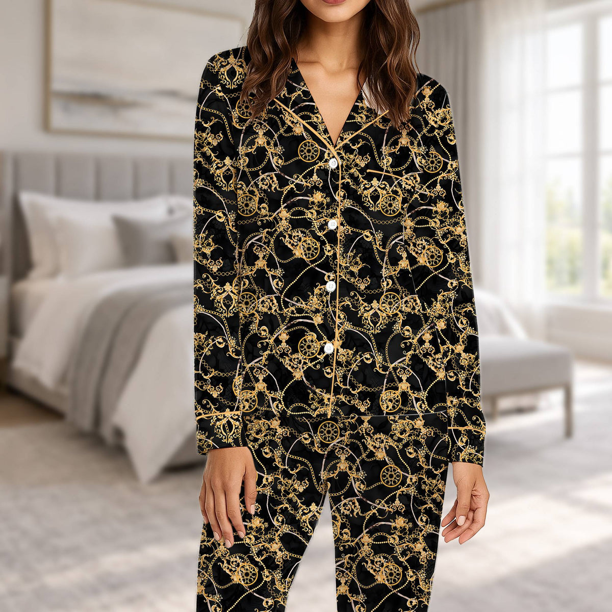 Seventh front view of the family pajamas matching design