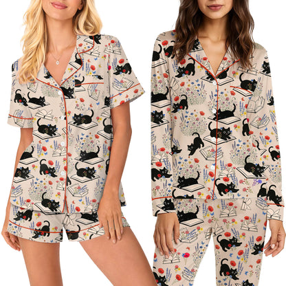 Other view of the cats and books pajama set