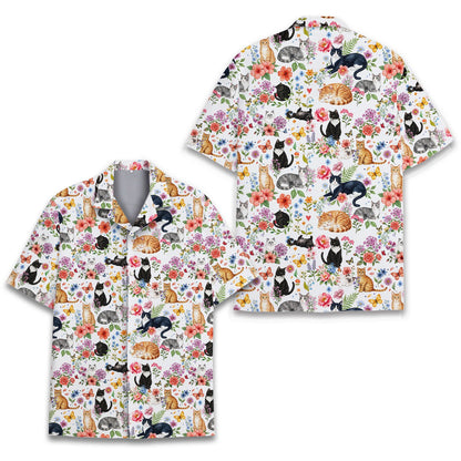 Additional front view of the cats and flowers pajama set