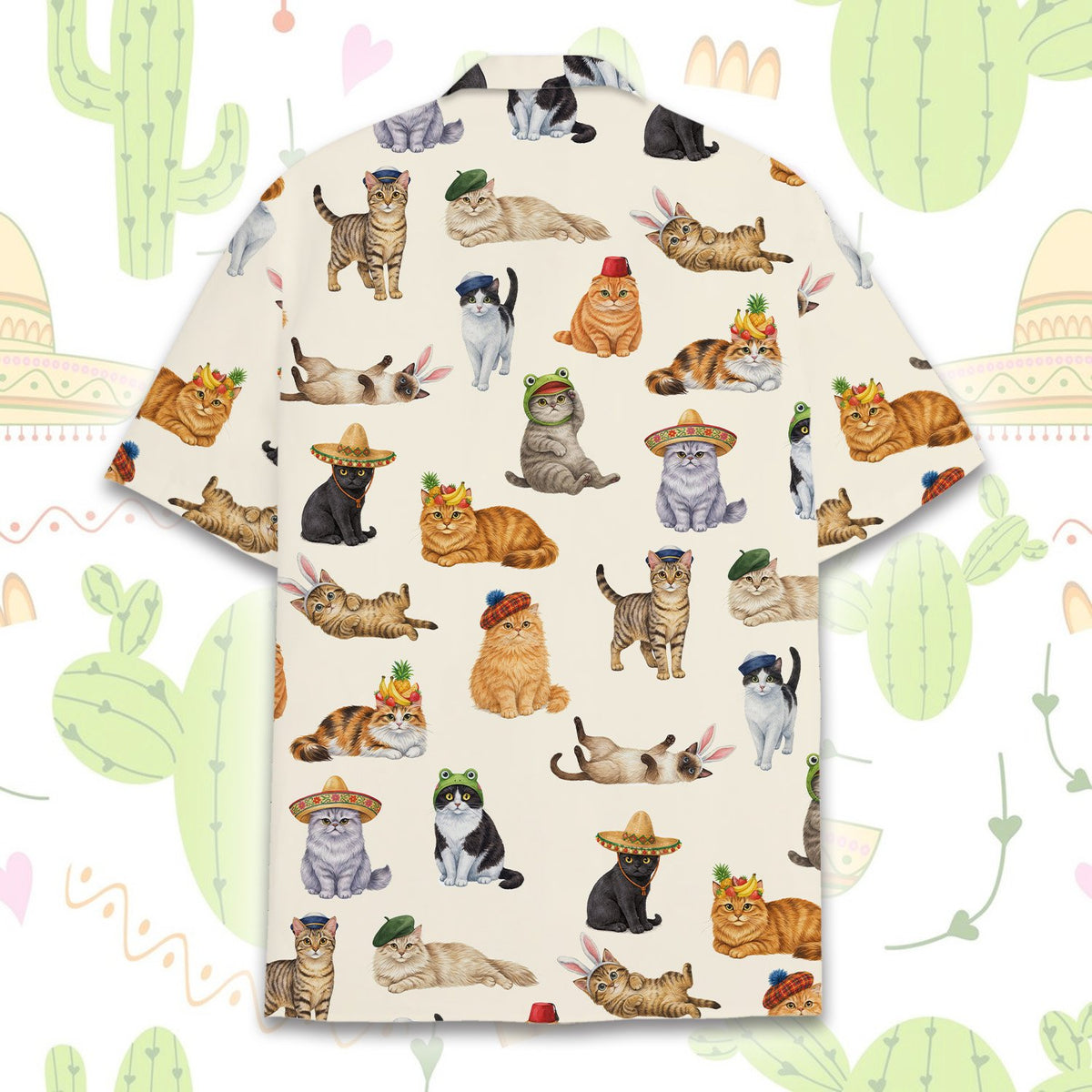 Another back view of the cats in hats pajama set