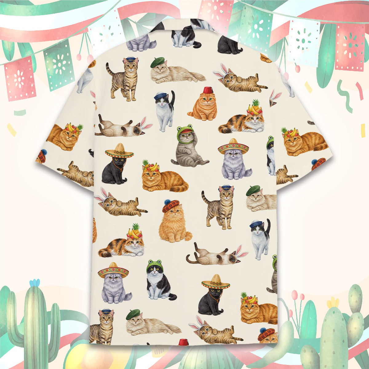 Detail of the back of the cat print pajama set