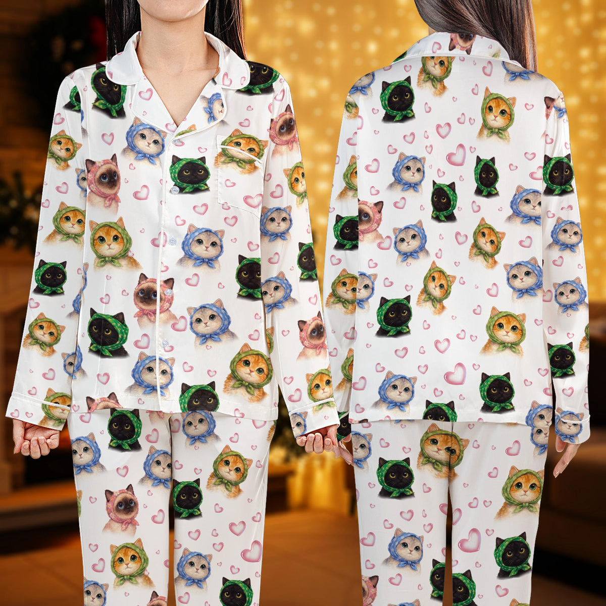 Front view of the youth matching family pajama set in white