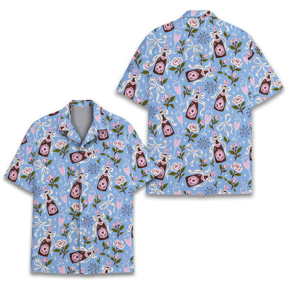 Full front view of the light blue holiday pajama set
