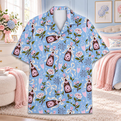Front view of the light blue matching family pajama set