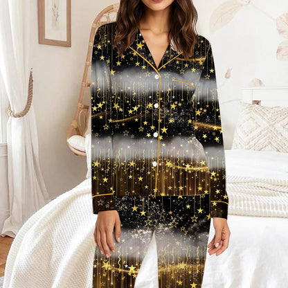 Family wearing matching celestial pajama sets