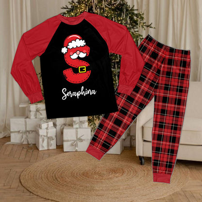 Black raglan top variation of the family matching xmas pajamas