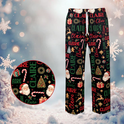 Black variant front view of the matching xmas family pajamas