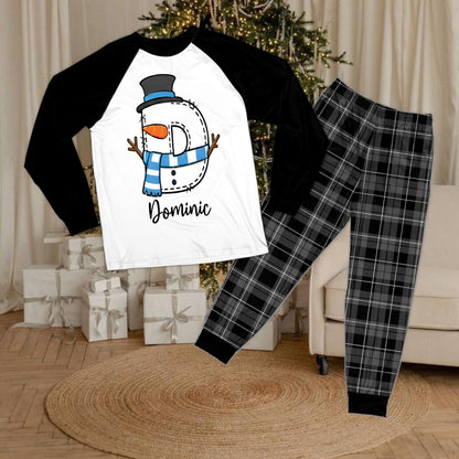 Another view of the black raglan top personalized holiday sleepwear