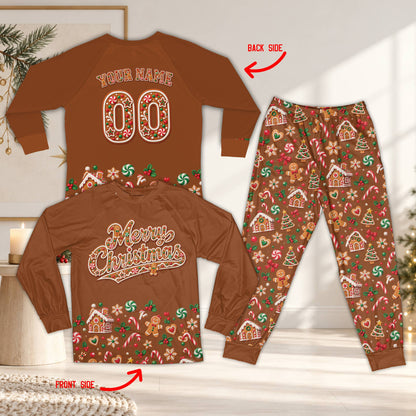Another front view of the family matching holiday pajamas