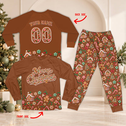 Lifestyle front view of the matching family xmas pajamas