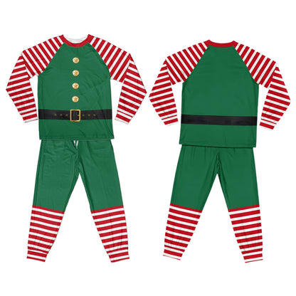 Lifestyle view of people in matching xmas pajamas family set having fun
