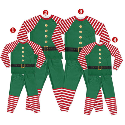 Playful lifestyle image of the matching family pajama set in action