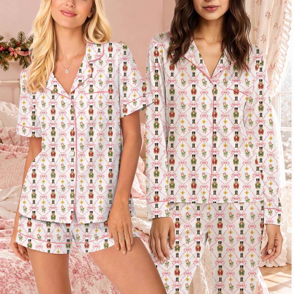 Detailed front view of the nutcracker holiday pajama pattern
