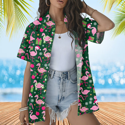 Alternative front view of the flamingo holiday matching family pajamas