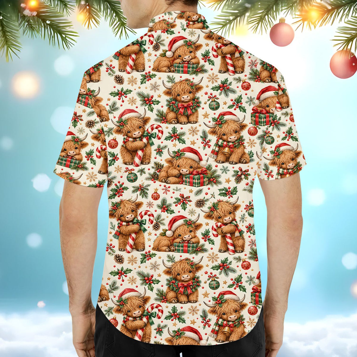 Detailed back view of the festive family pajama set