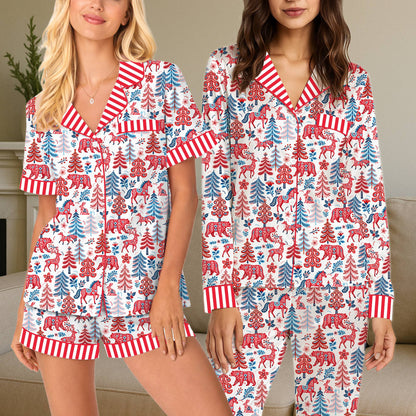 Third lifestyle view of the matching family xmas pajamas