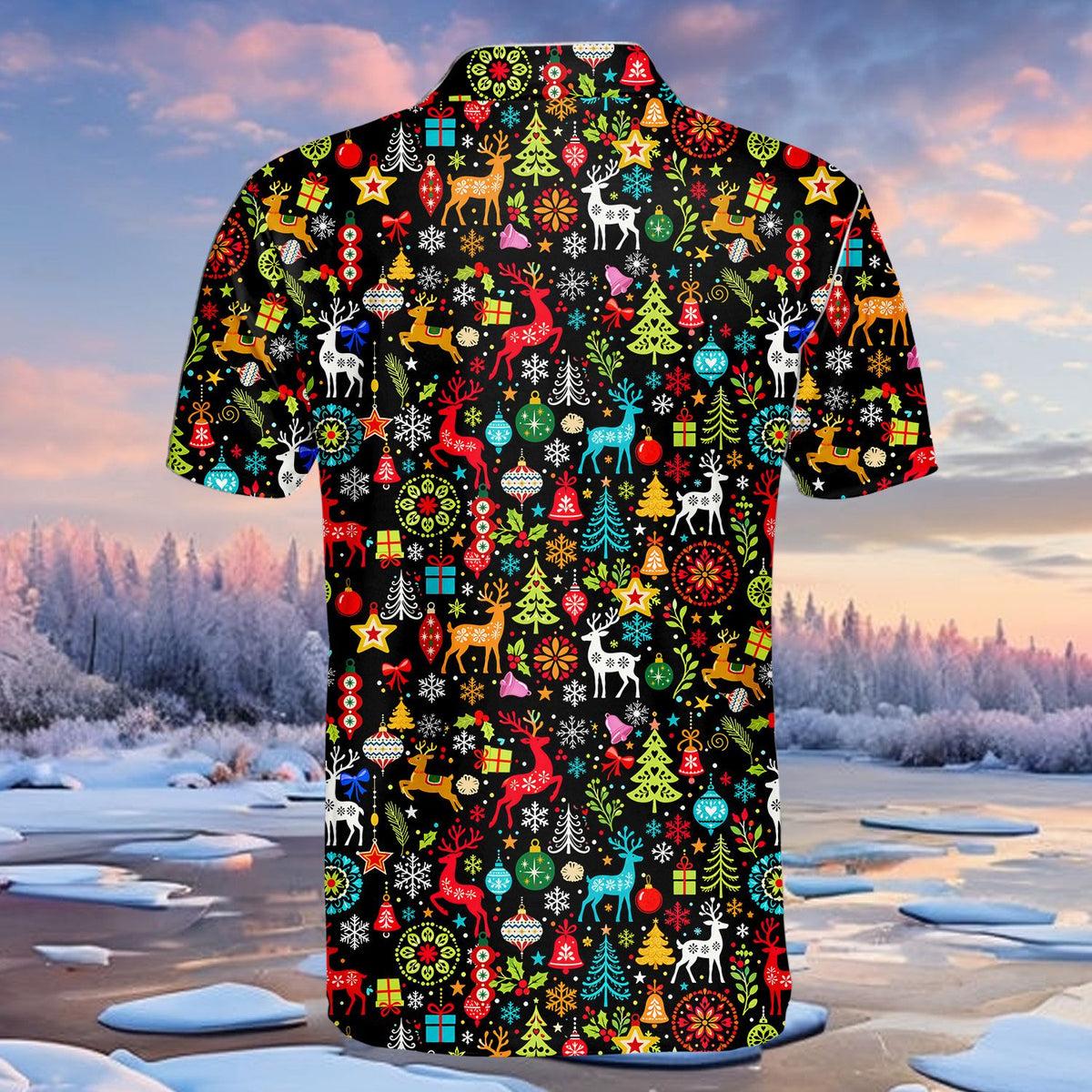 Matching family holiday sleepwear, back view 2
