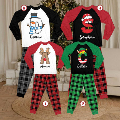 Multicolor top design of the festive personalized pajama set