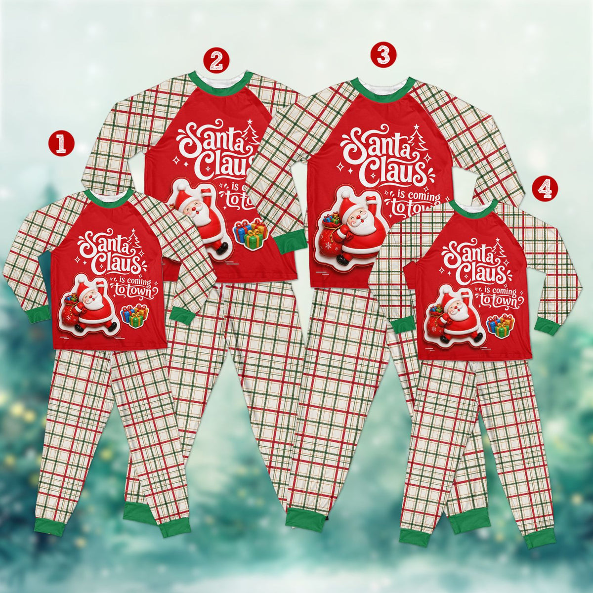Front view 3 of matching family christmas pajama set