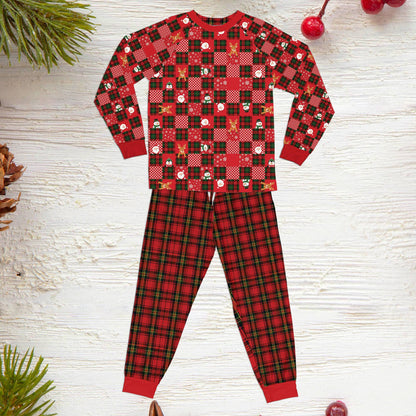 Another front view highlighting the red and green tartan plaid pants