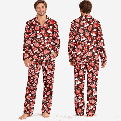 Alternate front view of the multicolor winter holiday pajama set
