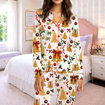 Front view of the matching family pajama set multicolor style 1