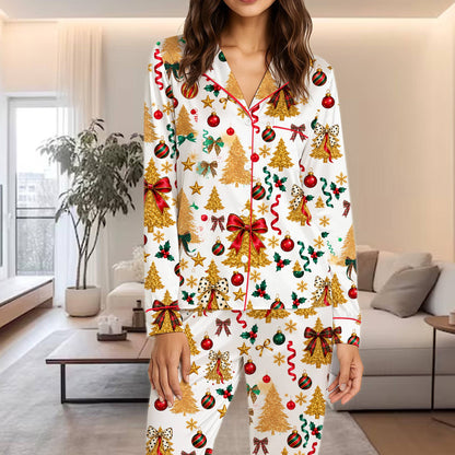 Front view of the matching family pajama set multicolor style 2