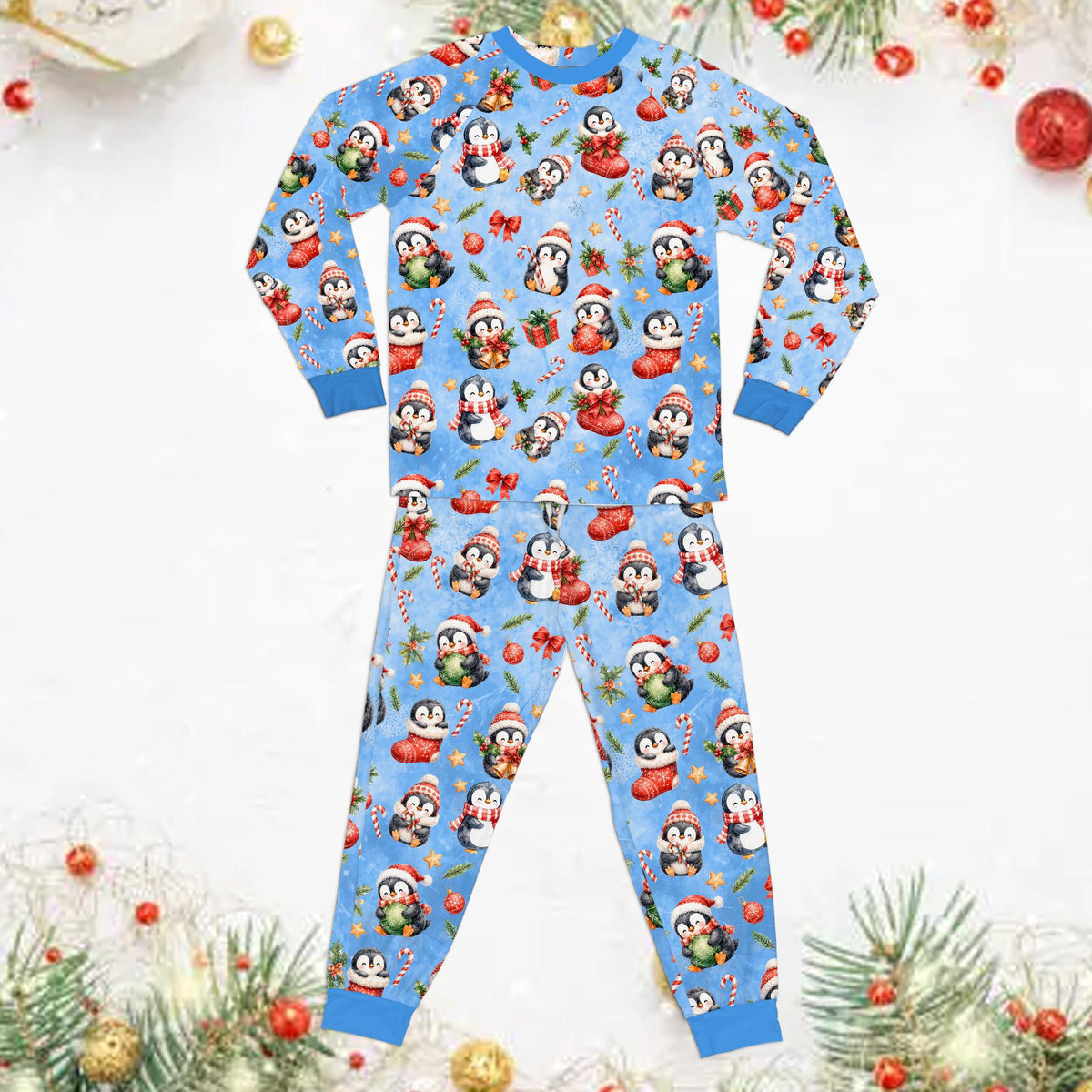 Front view of the penguins pajama set