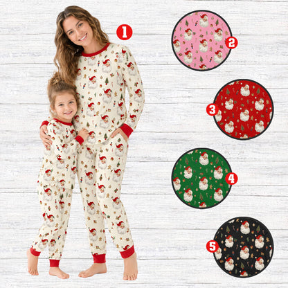 Lifestyle view of someone wearing the matching holiday family pajamas.