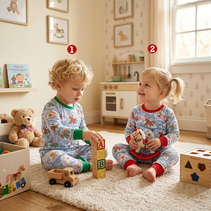 Another lifestyle view of the matching xmas family pajamas
