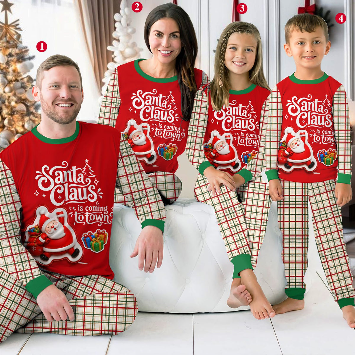 Lifestyle view 2 of matching family christmas pajama set