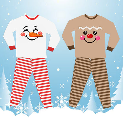 Group lifestyle shot in matching christmas pajamas family style