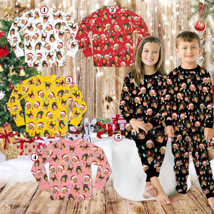 Lifestyle image of family enjoying their matching xmas pajamas family style
