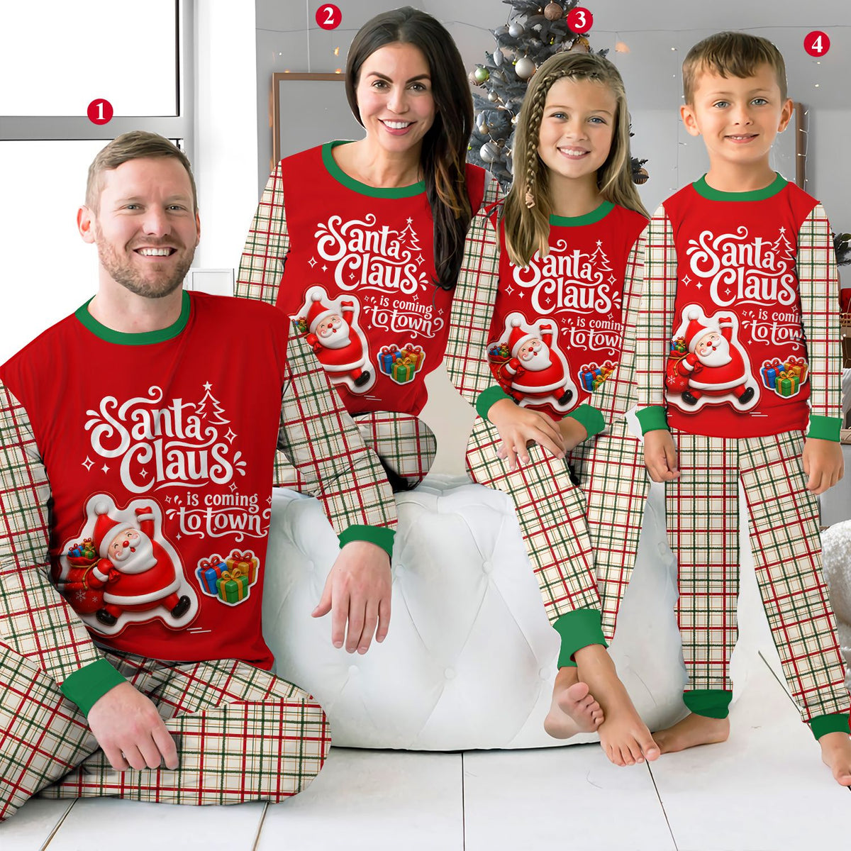 Lifestyle view 3 of matching family christmas pajama set