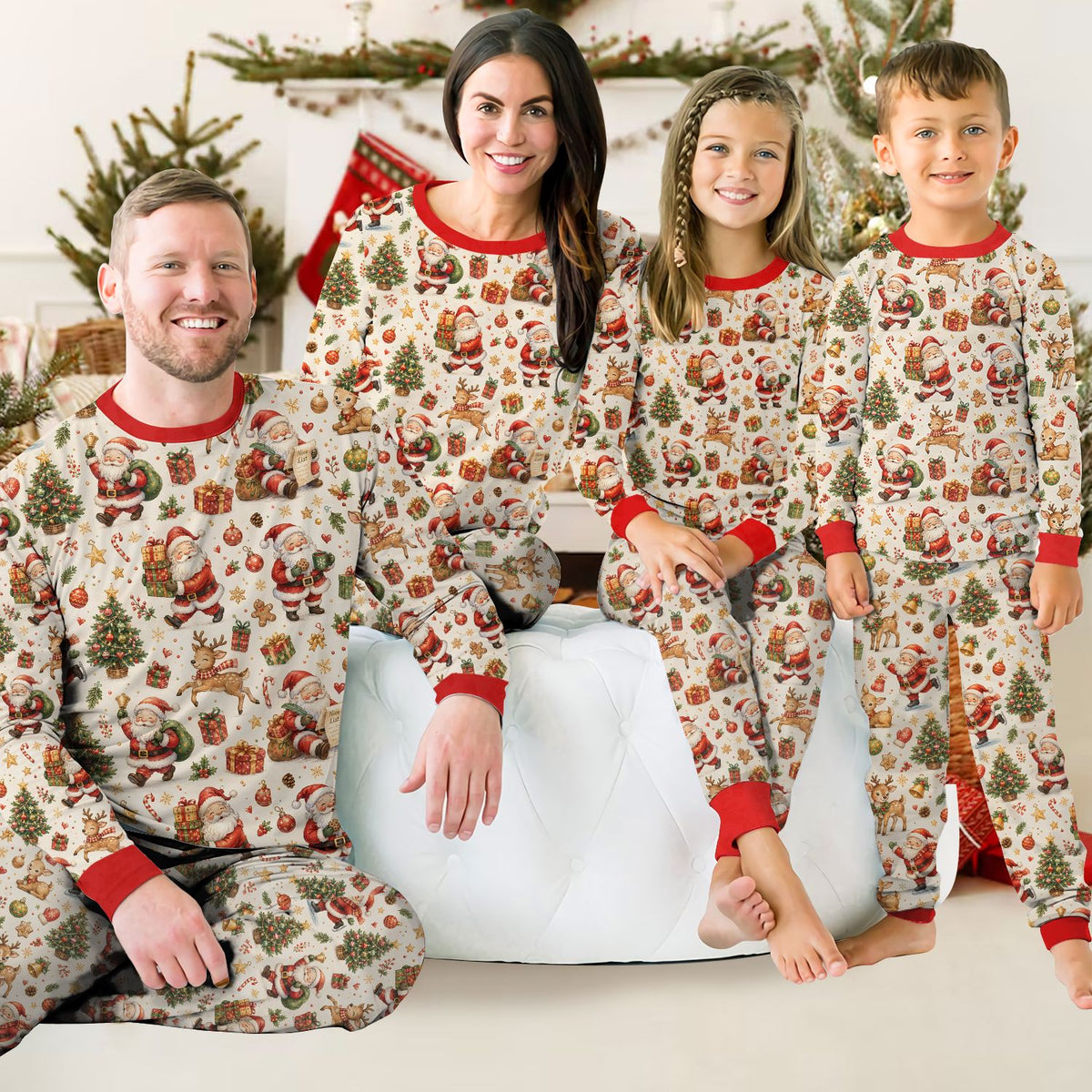 Another lifestyle view showing the comfortable fit of the family matching outfits